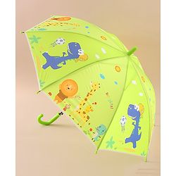Babyhug Free Size Umbrella with Animal Print - Green