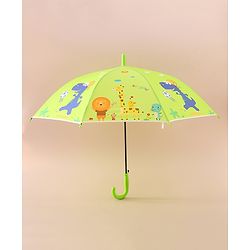 Babyhug Free Size Umbrella with Animal Print - Green