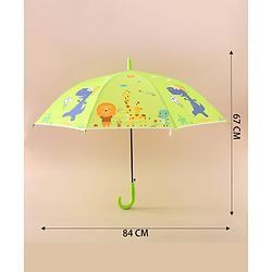 Babyhug Free Size Umbrella with Animal Print - Green