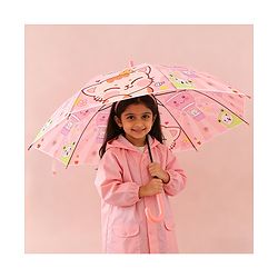 Babyhug Free Size Umbrella with Animal Print - Pink