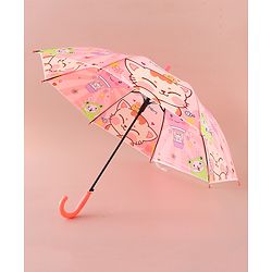 Babyhug Free Size Umbrella with Animal Print - Pink