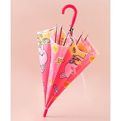 Babyhug Free Size Umbrella with Animal Print - Pink
