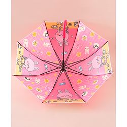 Babyhug Free Size Umbrella with Animal Print - Pink