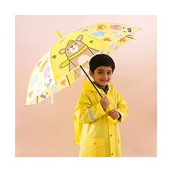 Babyhug Free Size Umbrella with Animal Print - Yellow
