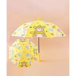 Babyhug Free Size Umbrella with Animal Print - Yellow