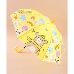 Babyhug Free Size Umbrella with Animal Print - Yellow