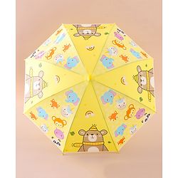 Babyhug Free Size Umbrella with Animal Print - Yellow