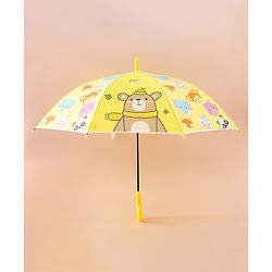 Babyhug Free Size Umbrella with Animal Print - Yellow