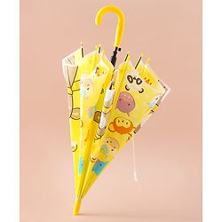 Babyhug Free Size Umbrella with Animal Print - Yellow