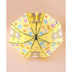 Babyhug Free Size Umbrella with Animal Print - Yellow