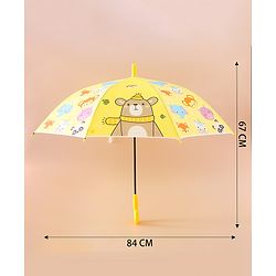 Babyhug Free Size Umbrella with Animal Print - Yellow