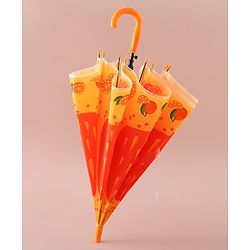 Babyhug Free Size Umbrella with Orange Print - Multicolor