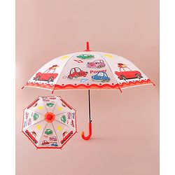 Babyhug Free Size Umbrella with Car Print - Red