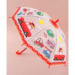 Babyhug Free Size Umbrella with Car Print - Red