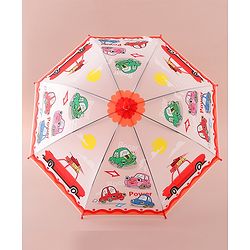 Babyhug Free Size Umbrella with Car Print - Red