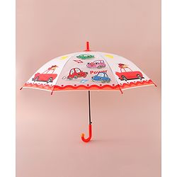 Babyhug Free Size Umbrella with Car Print - Red