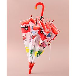 Babyhug Free Size Umbrella with Car Print - Red