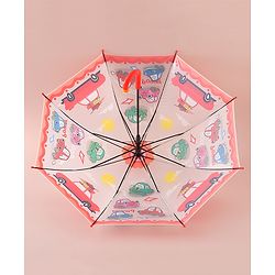 Babyhug Free Size Umbrella with Car Print - Red