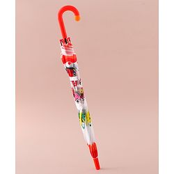 Babyhug Free Size Umbrella with Car Print - Red