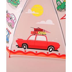Babyhug Free Size Umbrella with Car Print - Red