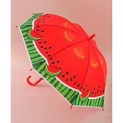Babyhug Free Size Umbrella with Watermelon Print - Red