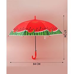 Babyhug Free Size Umbrella with Watermelon Print - Red