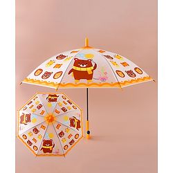 Babyhug Free Size Umbrella with Teddy Bear Print - Yellow