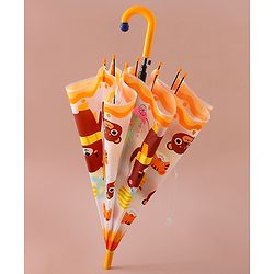 Babyhug Free Size Umbrella with Teddy Bear Print - Yellow