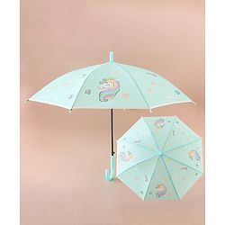 Babyhug Free Size Umbrella with Unicorn Print - Sea Green