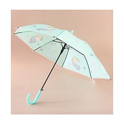 Babyhug Free Size Umbrella with Unicorn Print - Sea Green