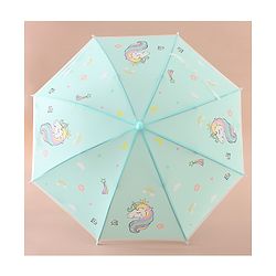 Babyhug Free Size Umbrella with Unicorn Print - Sea Green