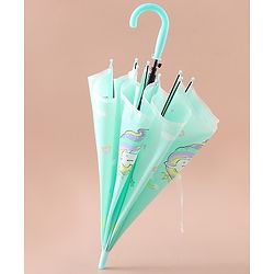 Babyhug Free Size Umbrella with Unicorn Print - Sea Green