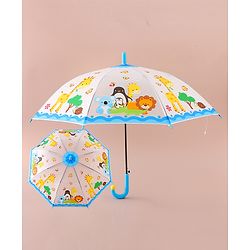 Babyhug Free Size Umbrella with Animal Print - White