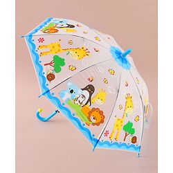Babyhug Free Size Umbrella with Animal Print - White