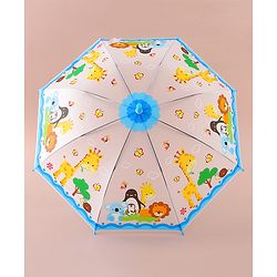 Babyhug Free Size Umbrella with Animal Print - White