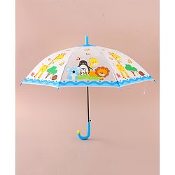 Babyhug Free Size Umbrella with Animal Print - White