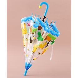 Babyhug Free Size Umbrella with Animal Print - White
