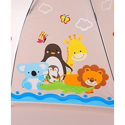Babyhug Free Size Umbrella with Animal Print - White