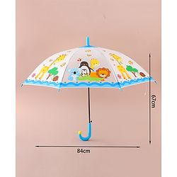 Babyhug Free Size Umbrella with Animal Print - White