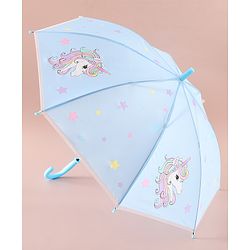 Babyhug Free Size Umbrella with Unicorn Print - Blue