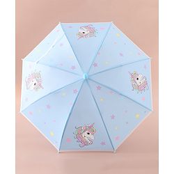Babyhug Free Size Umbrella with Unicorn Print - Blue