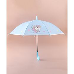Babyhug Free Size Umbrella with Unicorn Print - Blue