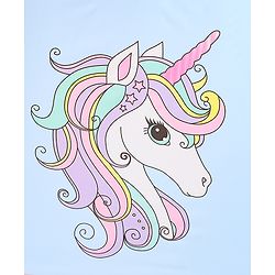 Babyhug Free Size Umbrella with Unicorn Print - Blue