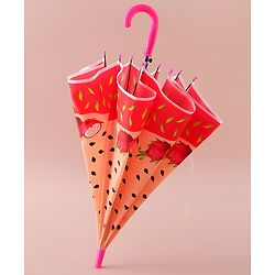 Babyhug Kids Umbrella With Dragon Fruit Print - Dark Pink