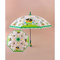 Babyhug Free Size Umbrella With Penguin Print - Green