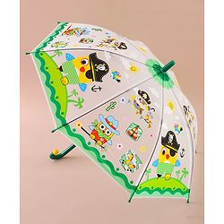 Babyhug Free Size Umbrella With Penguin Print - Green