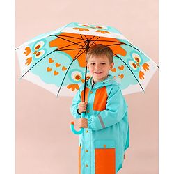 Babyhug Free Size Umbrella with Owl Print - Sea Green