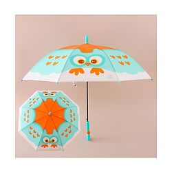 Babyhug Free Size Umbrella with Owl Print - Sea Green