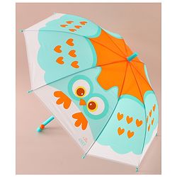 Babyhug Free Size Umbrella with Owl Print - Sea Green