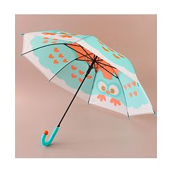 Babyhug Free Size Umbrella with Owl Print - Sea Green